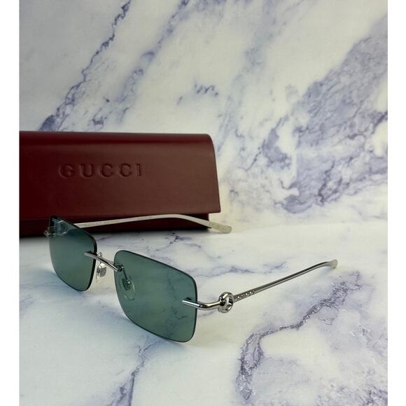 NEW Gucci GG1703S Silver Mirror Rimless Unisex Sunglasses $625